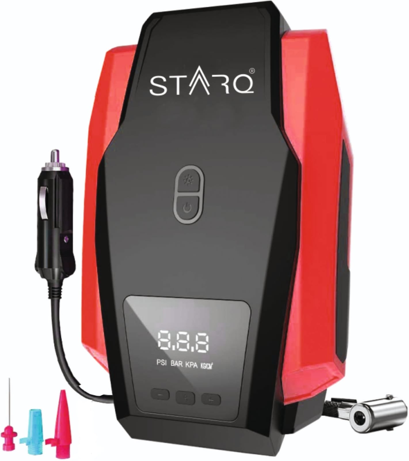 STARQ Digital Car Tyre Inflator – 12V DC Portable Air Compressor with LED Light 200 Watts Upto 200Psi 1 Year Warranty(ST-TI-12A)